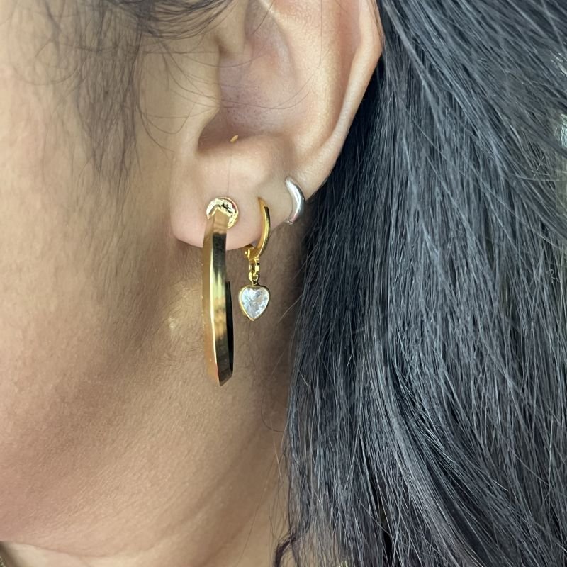 ARGOLA FOLHEADA A OURO 3CM
