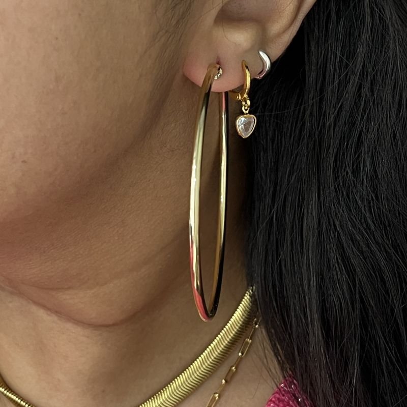 ARGOLA FOLHEADA A OURO TUBO 7CM