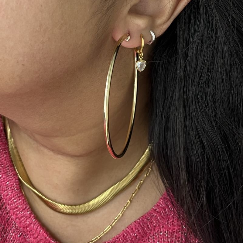 ARGOLA FOLHEADA A OURO TUBO 7CM