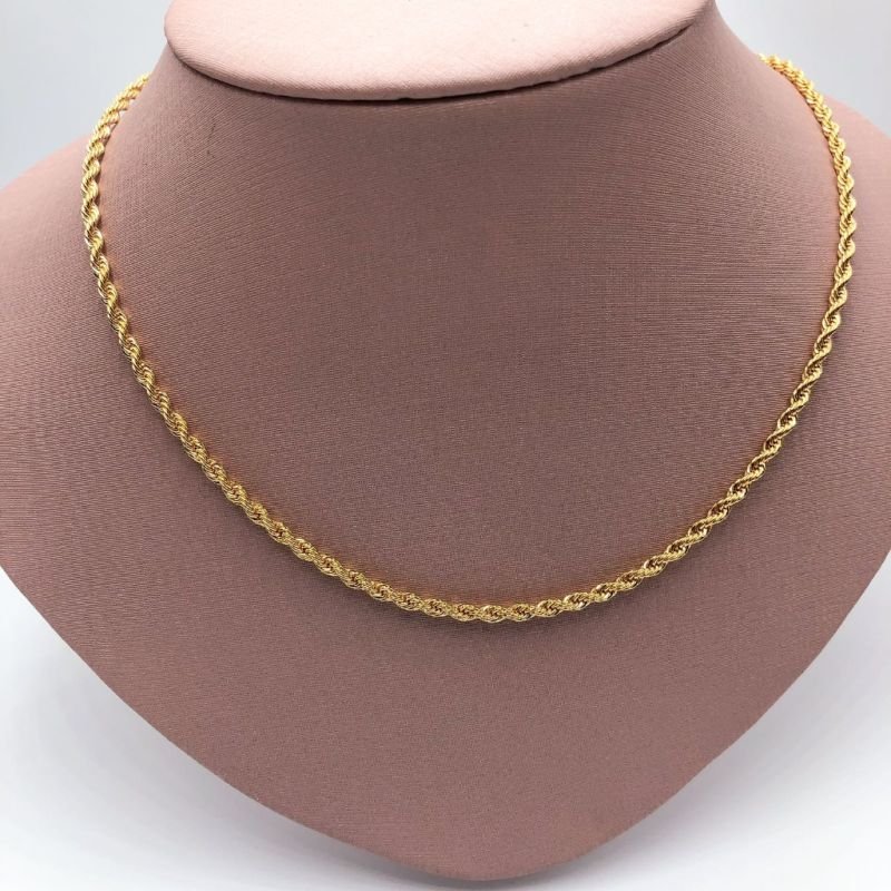 CHOKER JOINHA FOLHEADO A OURO - CORDÃO BAIANO 2MM
