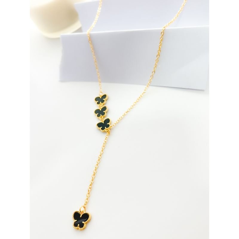 COLAR FOLHEADO A OURO - GRAVATA BORBOLETA PRETO