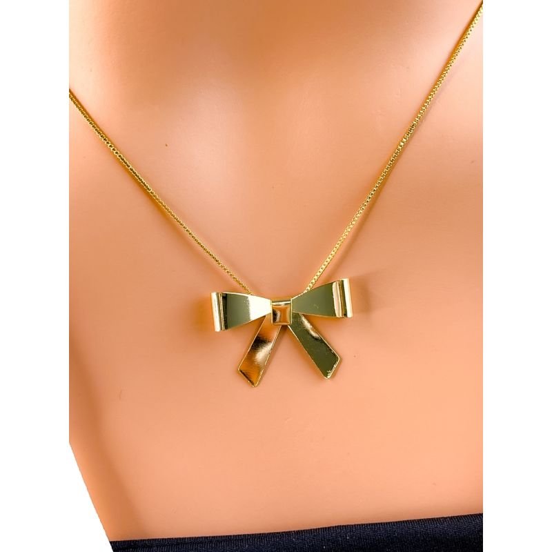 COLAR FOLHEADO A OURO - VENEZIANA COM LAÇO DE PRINCESA