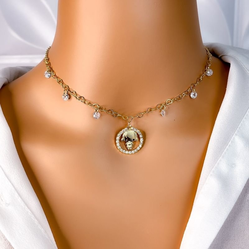 COLAR FOLHEADO A OURO 18K - CORRENTE MINI CORAÇÕES MENINA FILHA