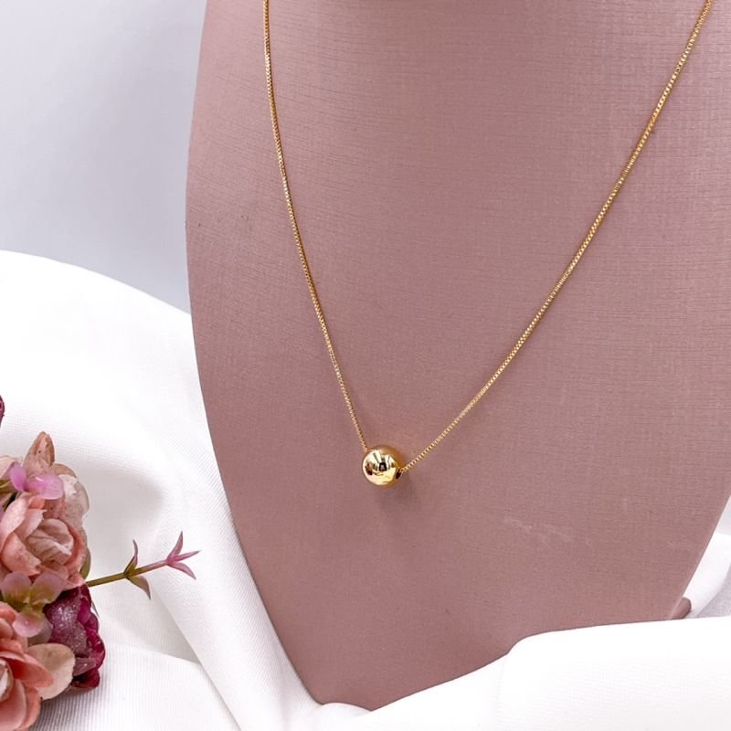 COLAR FOLHEADO A OURO 18K - ESFERA M MINIMALISTA