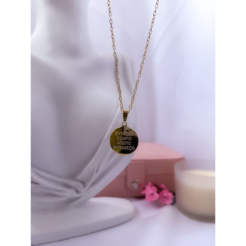 COLAR FOLHEADO A OURO 18K - MEDALHA