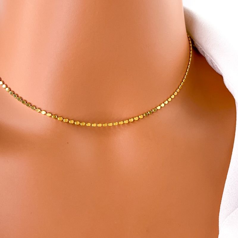 COLAR FOLHEADO A OURO 18K - MEDALHINHA