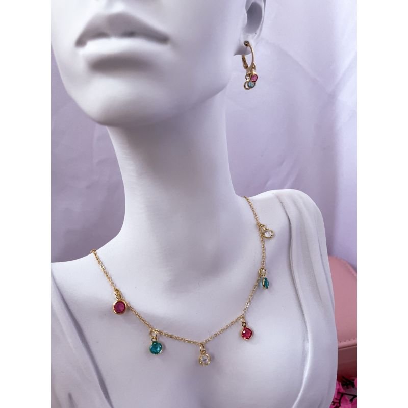 COLAR FOLHEADO A OURO 18K - TIFANY COLORIDO