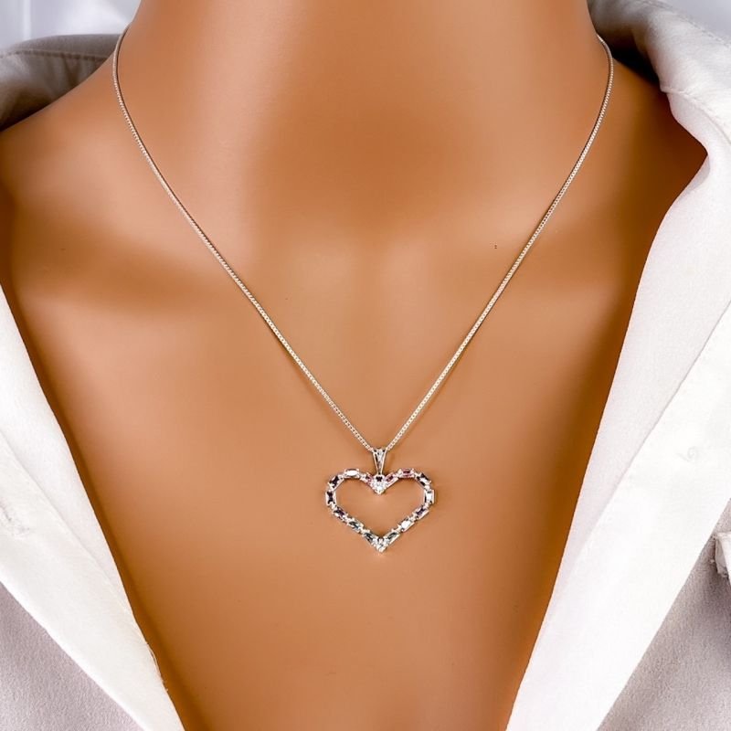 COLAR FOLHEADO A OURO PRATA 925 - CORAÇÃO ZIRCONIA