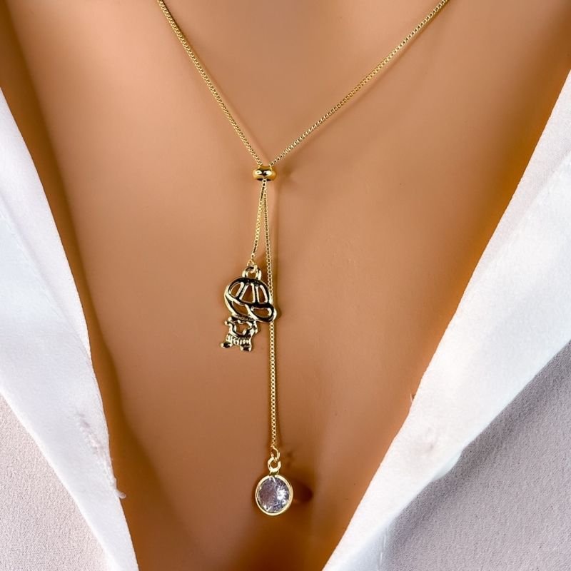 COLAR GRAVATA FOLHEADO A OURO 18K - MENINO