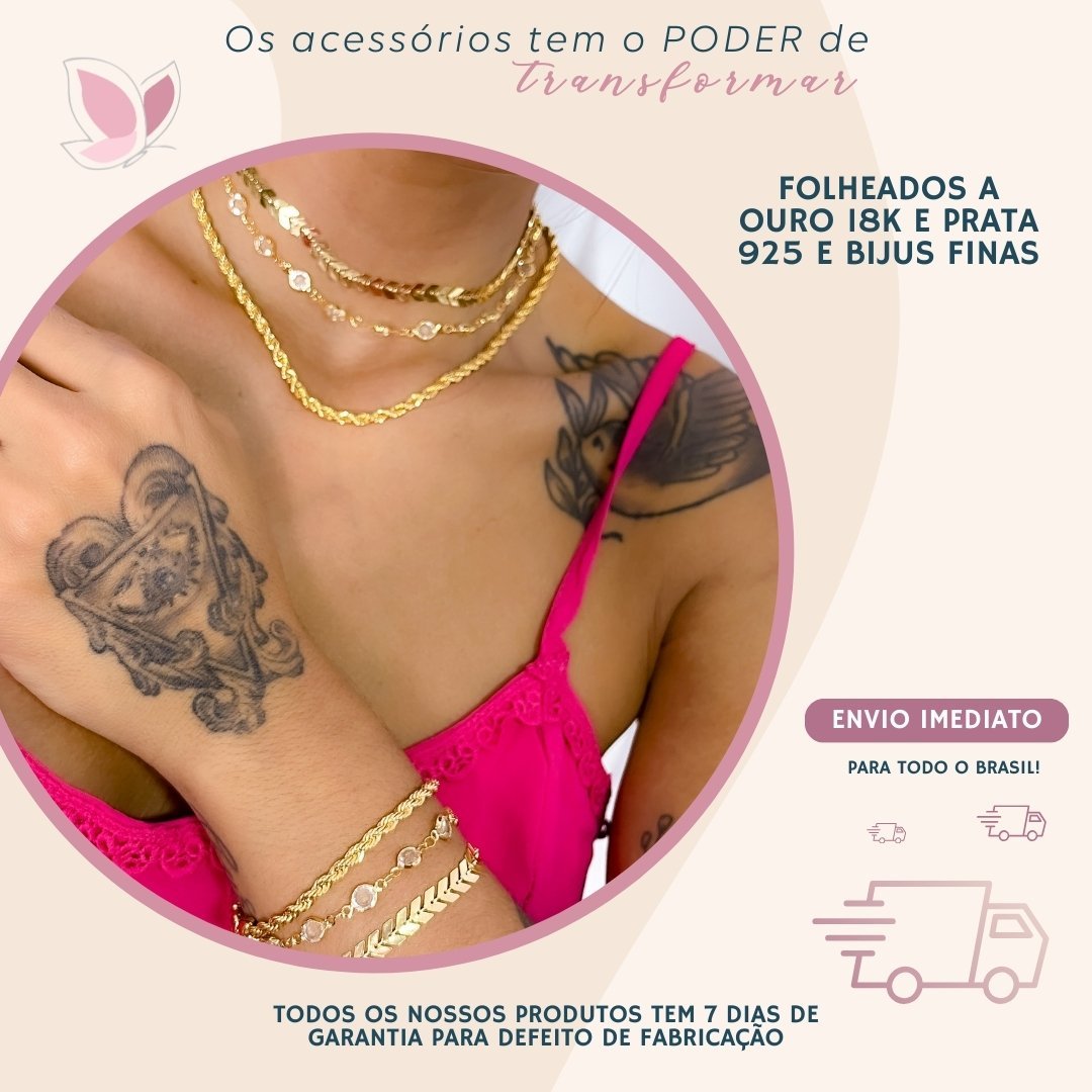 CONJUNTO FOLHEADO A OURO 18K PINGENTE ZIRCONIA CORAÇÃO AZUL