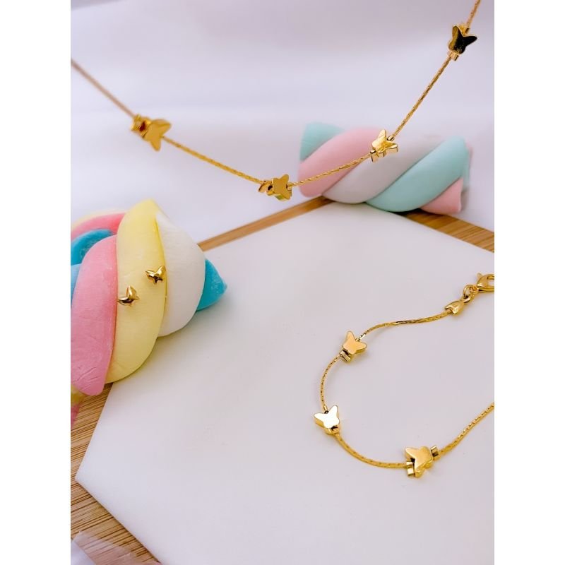 CONJUNTO FOLHEADO A OURO KIDS - BORBOLETAS