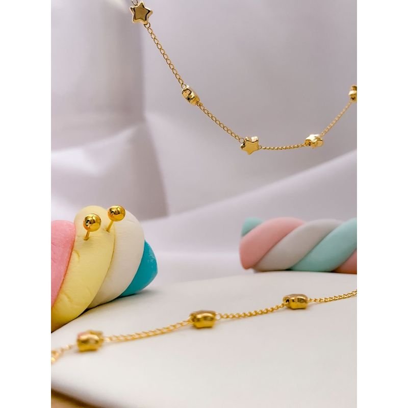 CONJUNTO FOLHEADO A OURO KIDS - ESTRELAS