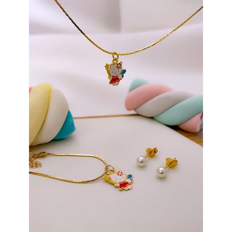 CONJUNTO FOLHEADO A OURO KIDS - GATINHA