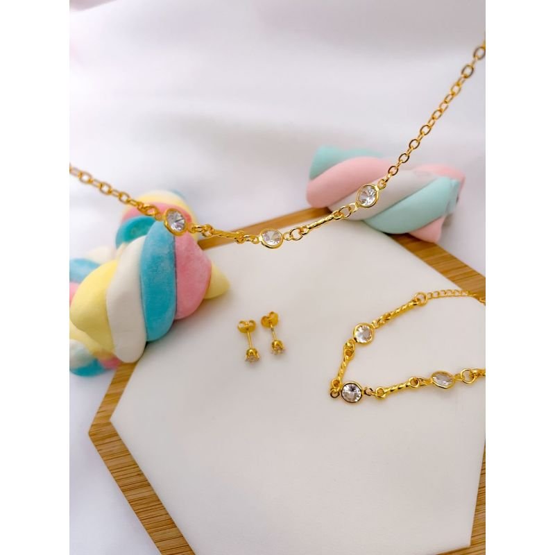 CONJUNTO FOLHEADO A OURO KIDS - PONTOS DE LUZ