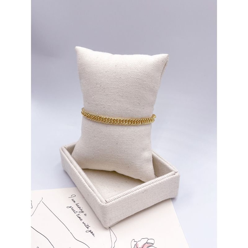 PULSEIRA FOLHEADA A OURO - CORRENTE ELOS ENTRELAÇADOS