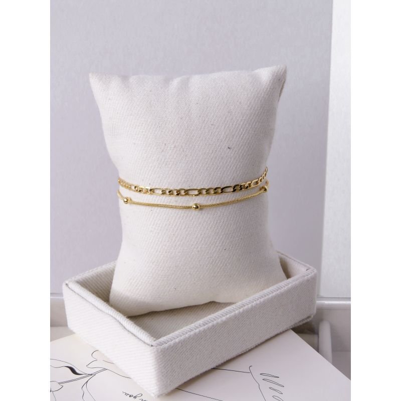 PULSEIRA FOLHEADA A OURO - DOIS FIOS