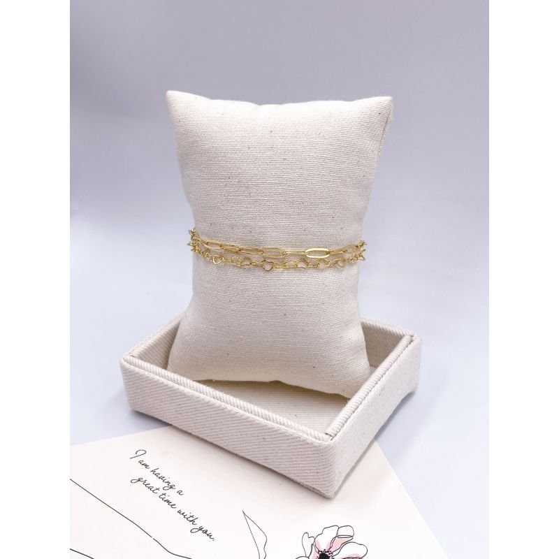 PULSEIRA FOLHEADA A OURO - DUPLO CARTI COM CORAÇÃO
