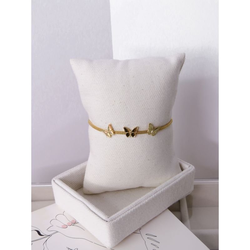 PULSEIRA FOLHEADA A OURO - FITA BORBOLETAS