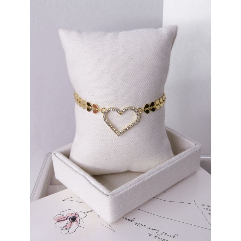PULSEIRA FOLHEADA A OURO - FOLHAS E CORAÇÃO