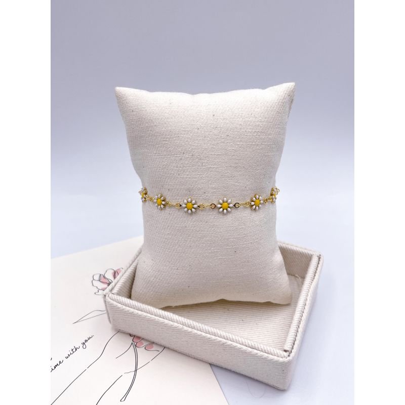 PULSEIRA FOLHEADA A OURO - MINI MARGARIDA