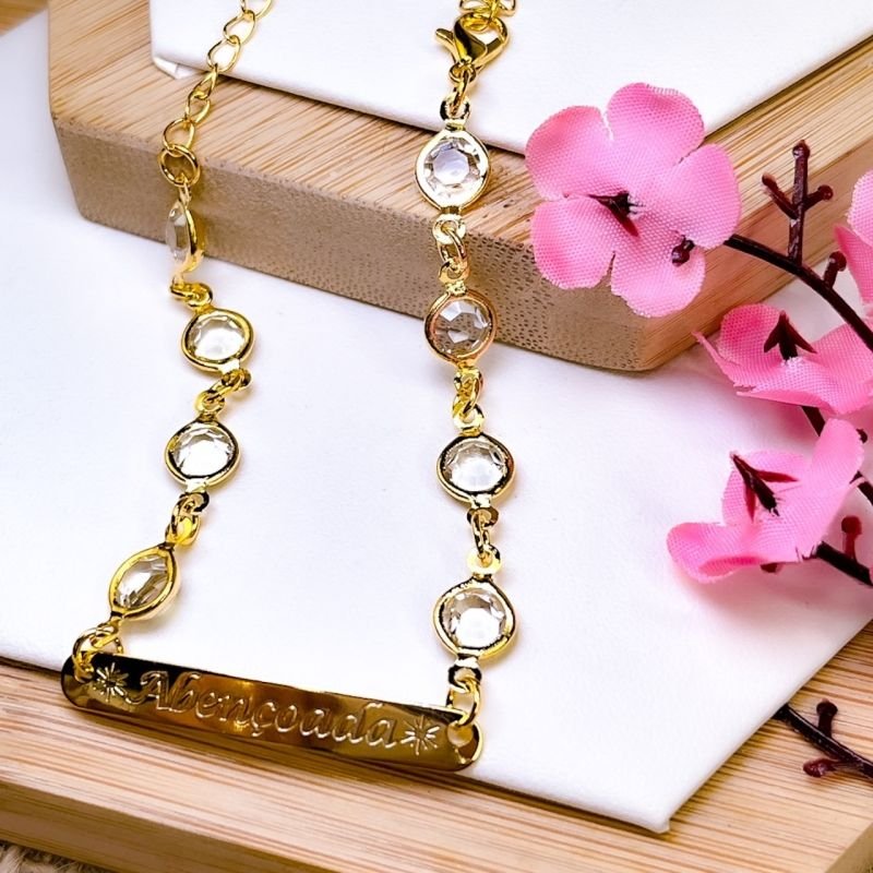 PULSEIRA FOLHEADA A OURO 18K - ABENÇOADA