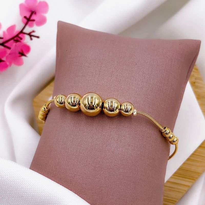 PULSEIRA FOLHEADA A OURO 18K - ESFERA