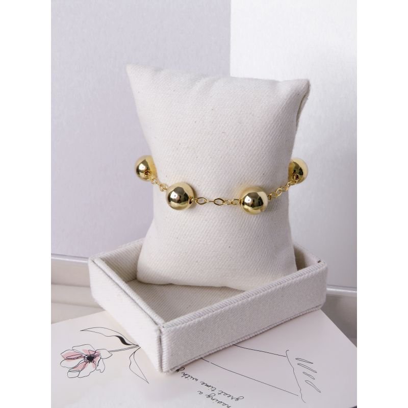 PULSEIRA FOLHEADA A OURO 18K - ESFERAS BOLAS GRANDES