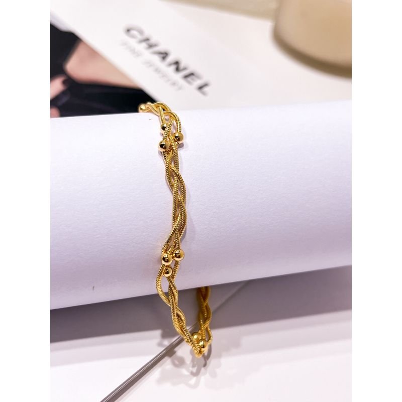 PULSEIRA FOLHEADA A OURO 18K - TRANÇADO BOLINHA