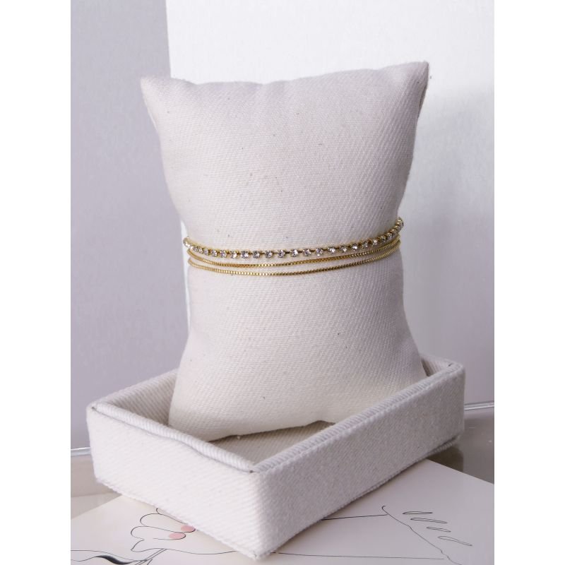 PULSEIRA FOLHEADA A OURO 18K - TRES FIOS