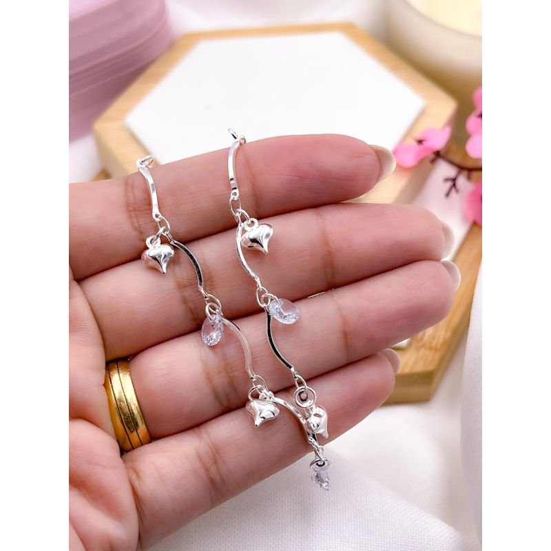 PULSEIRA FOLHEADA A PRATA - CORAÇÕES