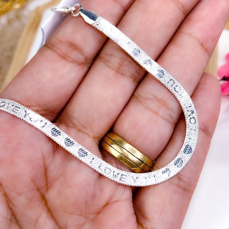 PULSEIRA FOLHEADA A PRATA 925 - FITA LÂMINA I LOVE YOU