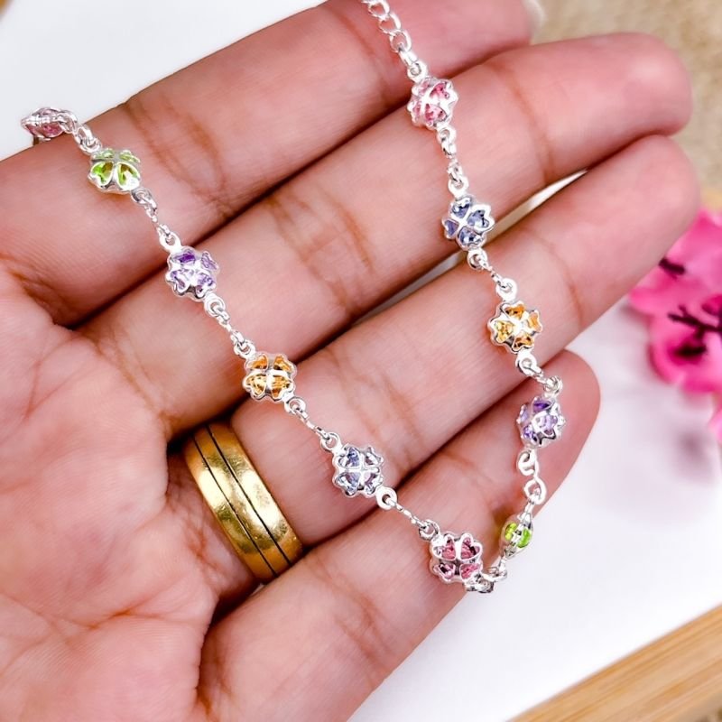 PULSEIRA FOLHEADA A PRATA 925 - TREVOS COLORS