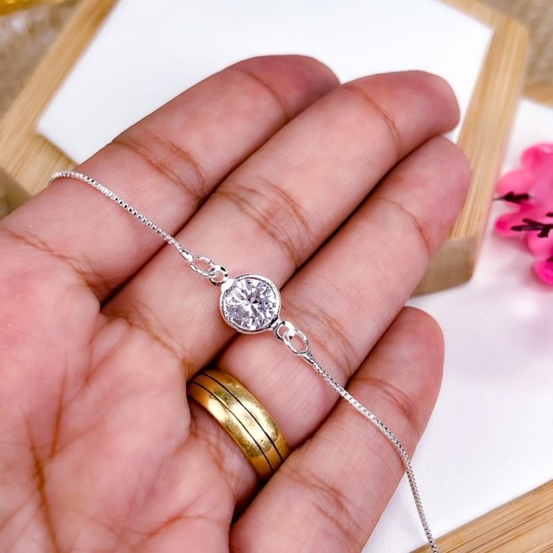 PULSEIRA FOLHEADA A PRATA 925 - VENEZIANA COM PONTO DE LUZ