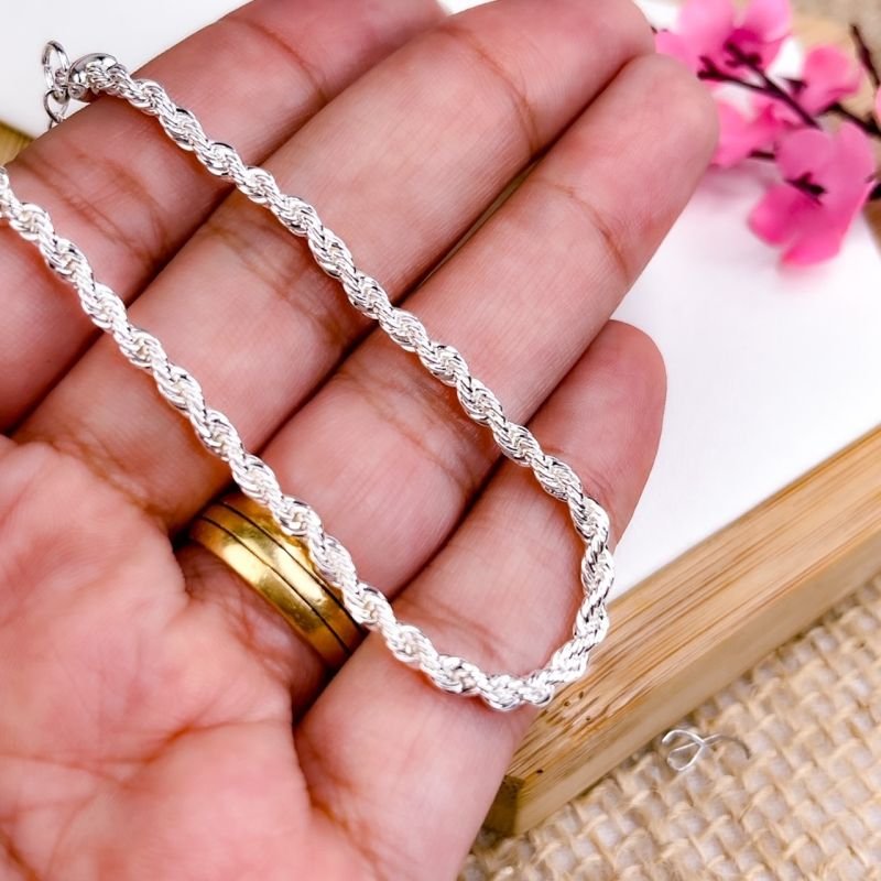 PULSEIRA FOLHEADA A PRATA 925 - CORDÃO BAIANO 2MM