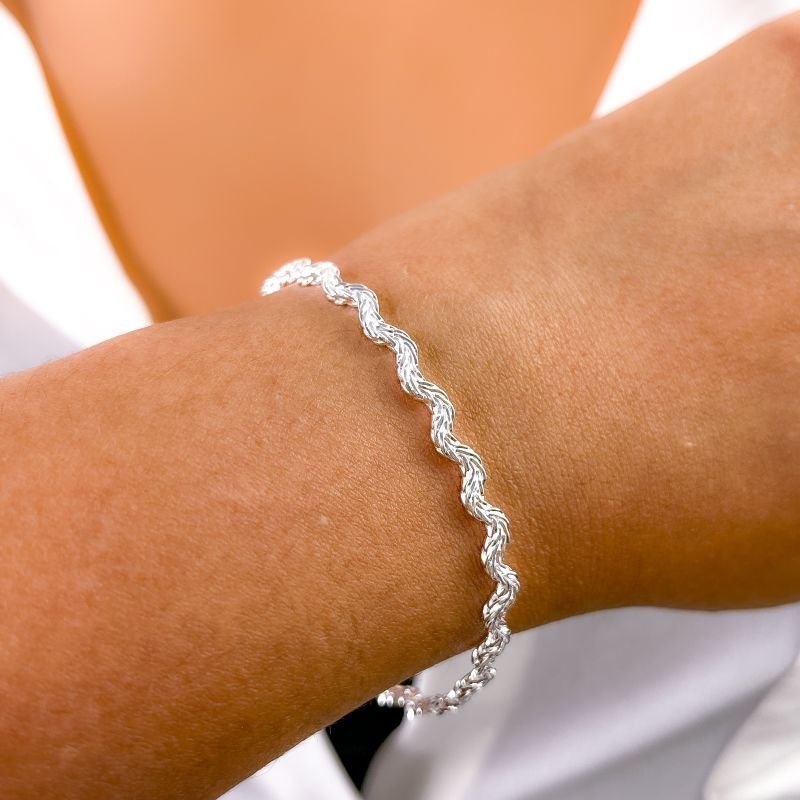 PULSEIRA FOLHEADA A PRATA 925 - ONDAS